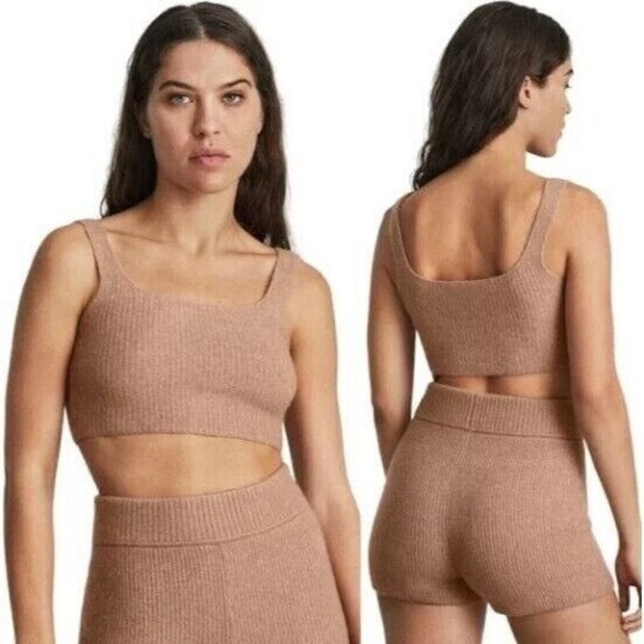 Everlane Camel Yak And Wool Blend The Cozy Stretch Knit Cropped Tank Size M NWT - Picture 1 of 12